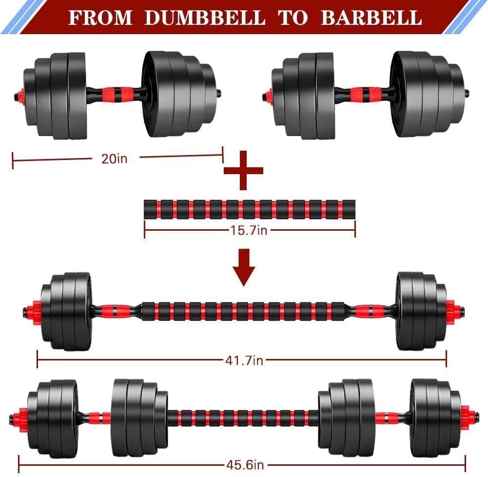 Adjustable-Dumbbells-Sets, 20/30/40/60/80lbs Free Weights-Dumbbells Set of 2 Convertible To Barbell A Pair of Lightweight for Home Gym,Women and Men Equipment
