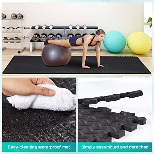 Yes4All 24SQFT-144SQFT Puzzle Exercise Mat for Home Gym, EVA Interlocking Foam Floor Tiles with Border for Workout Equipment