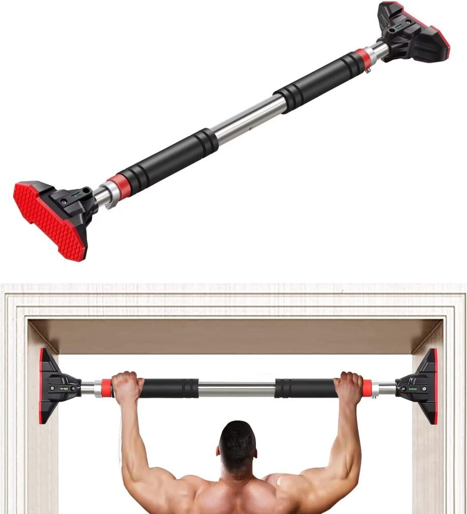 LADER Pull Up Bar for Doorway, Chin Up Bar Upper Body Workout No Screw Installation for Home Gym Exercise Fitness with Level Meter and Adjustable Width