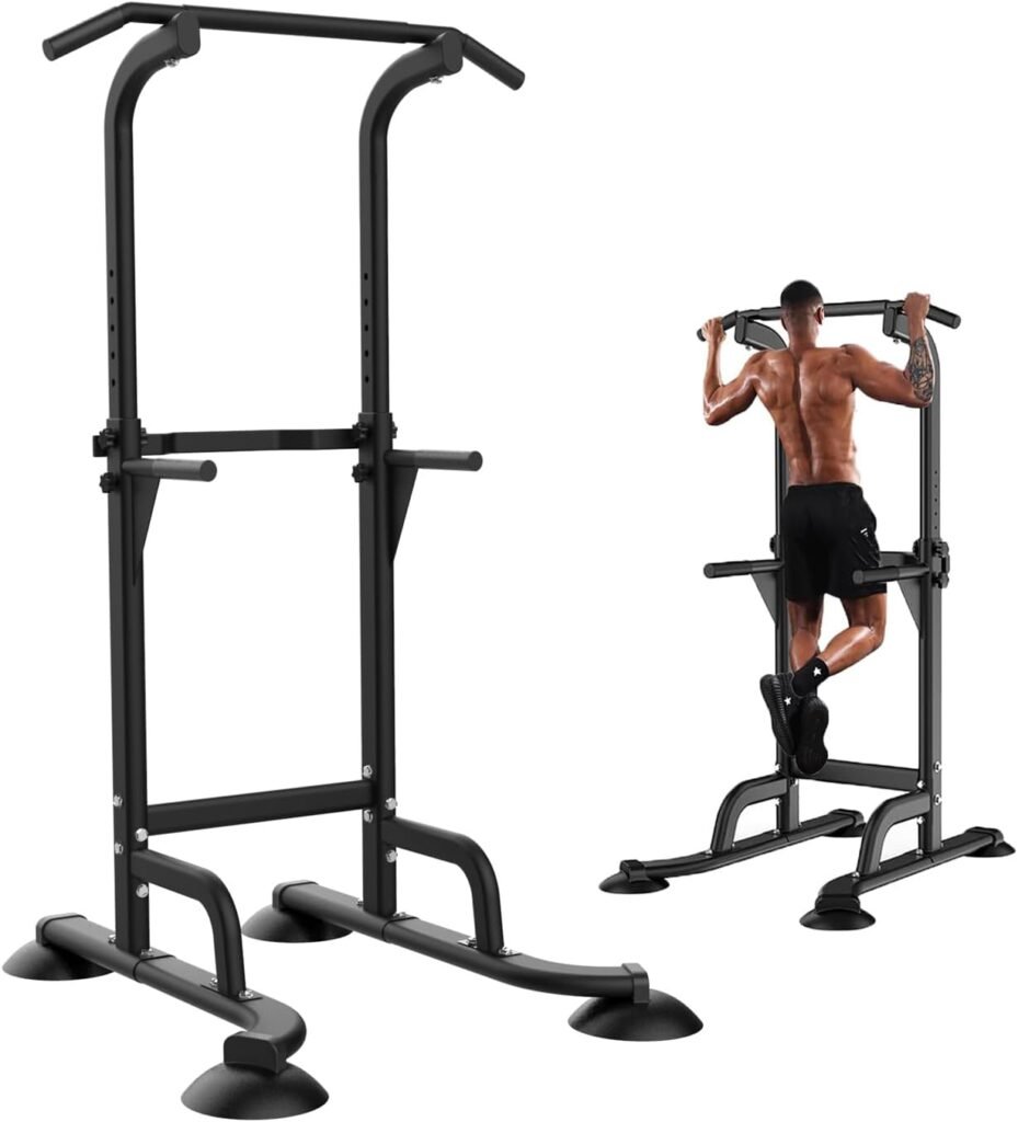 Power Tower Pull Up  Dip Station Multi-Function Home Strength Training Fitness Workout Station Height Adjustable
