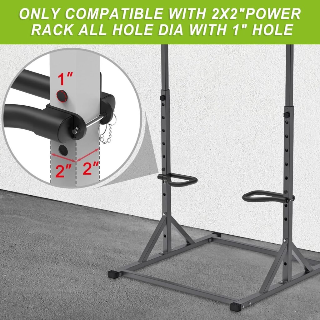 SELEWARE Solid Dip Bar Attachment for 2 x 2 or 3 x 3 with 1, 1/2 or 5/8 Hole Power Cage Squat Rack, Set of 2 Dip Bar Muti-Grip Handles for Strength Training, Double Welding Design