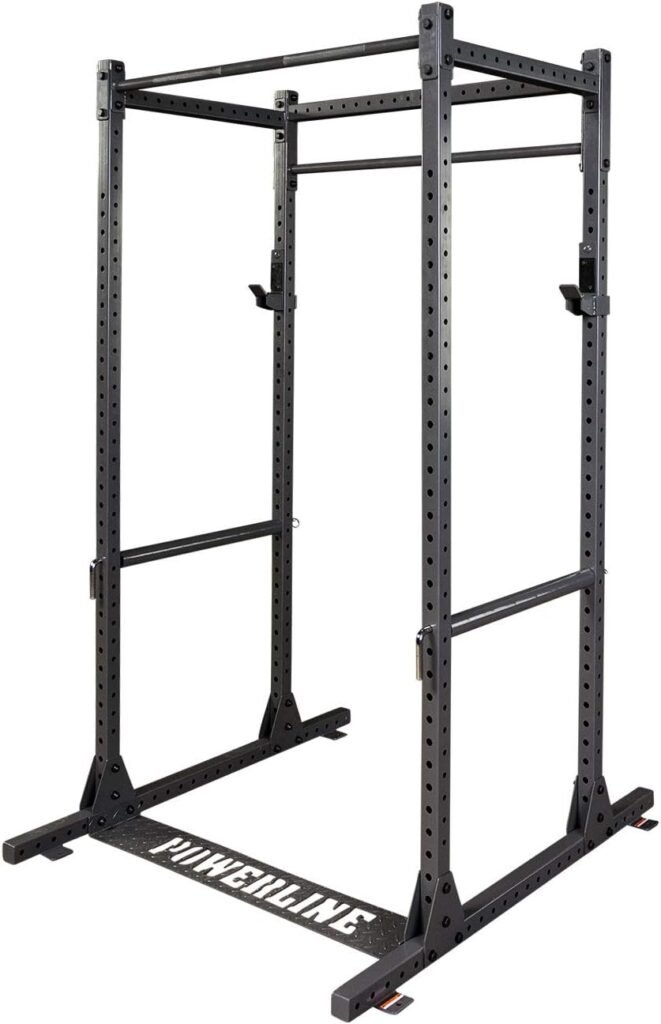 Body-Solid Powerline (PPR1000) Power Rack - Steel Frame Squat Cage with J-Cups and Safety Pipes for Home Gym Strength Training