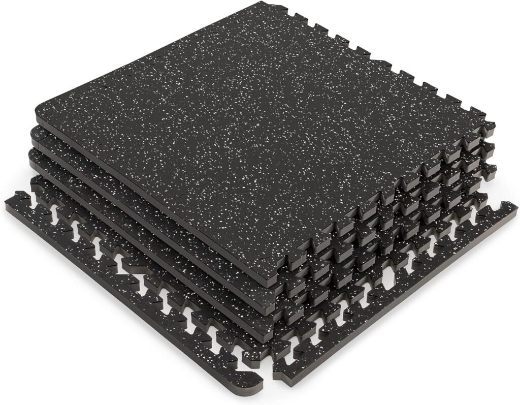 Marcy Interlocking Dual Density Rubber Top EVA Foam Home Gym Floor Mat for Exercise Equipment  Accessories MAT-40