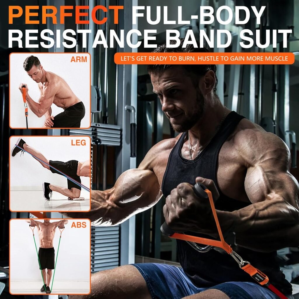 Resistance Bands, Exercise Bands, Workout Bands with Handles, Door Anchor and Ankle Straps, Resistance Bands for Working Out Strength Training, Physical Therapy, Shape Body, Yoga, Home Gym